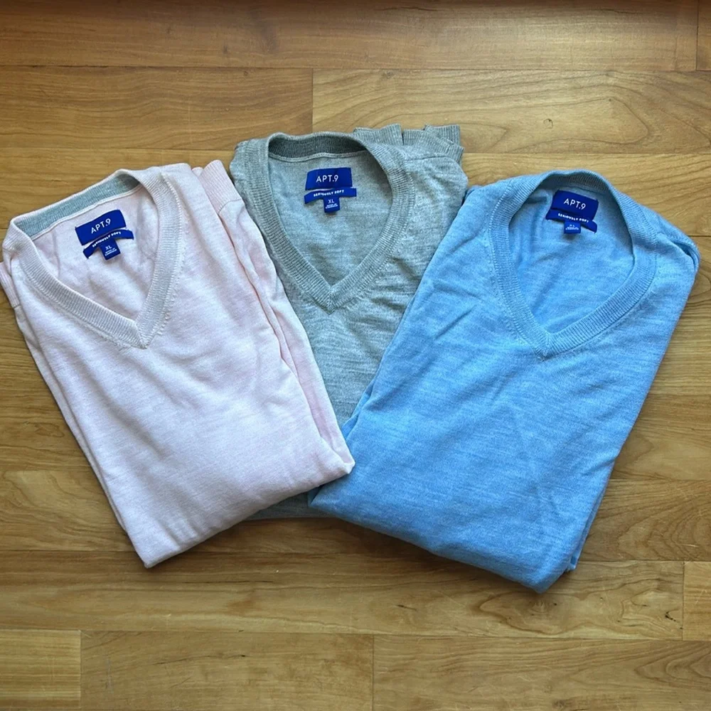 Apt. 9 V-Neck Sweaters - Pink, Gray, Blue - Picture 1 of 2